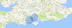planning survey area map - 15 mile radius from new forest